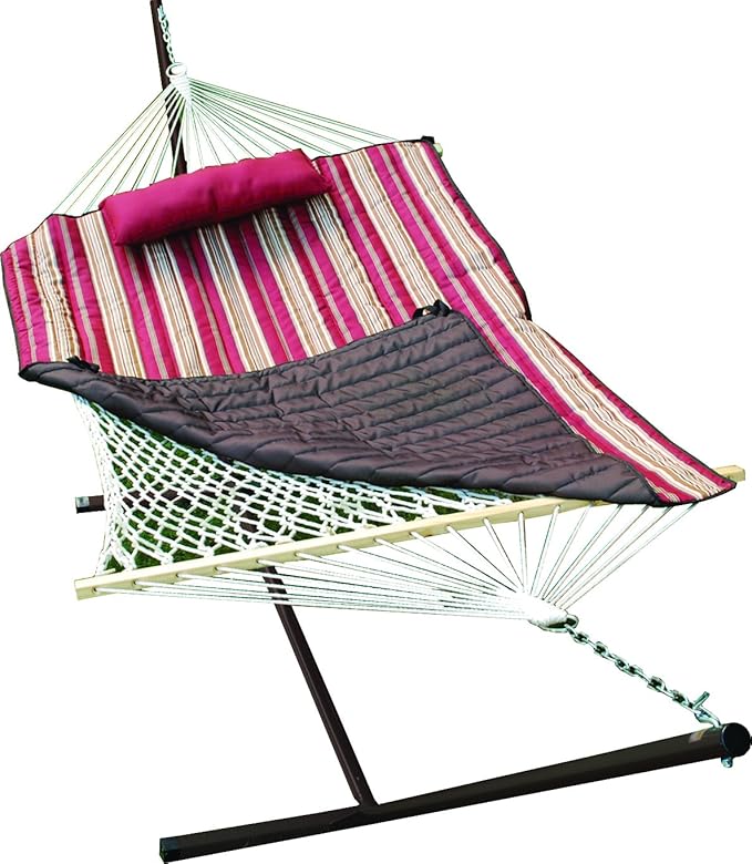 ALGOMA NET COMPANY 8912 Natural Cotton Rope Hammock with Stand, 52 x 76