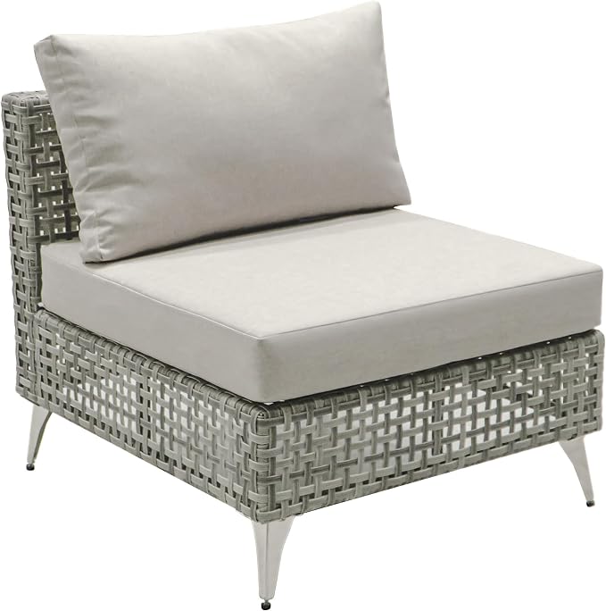 YOPTO 7-Piece Wicker Patio Furniture Set with Water Resistant Thick Cushions & Coffee Table,Outdoor Conversation Set Sectional Sofa W/Removable Cushions Cover,Free Combination,for Patio,Backyard,Gray