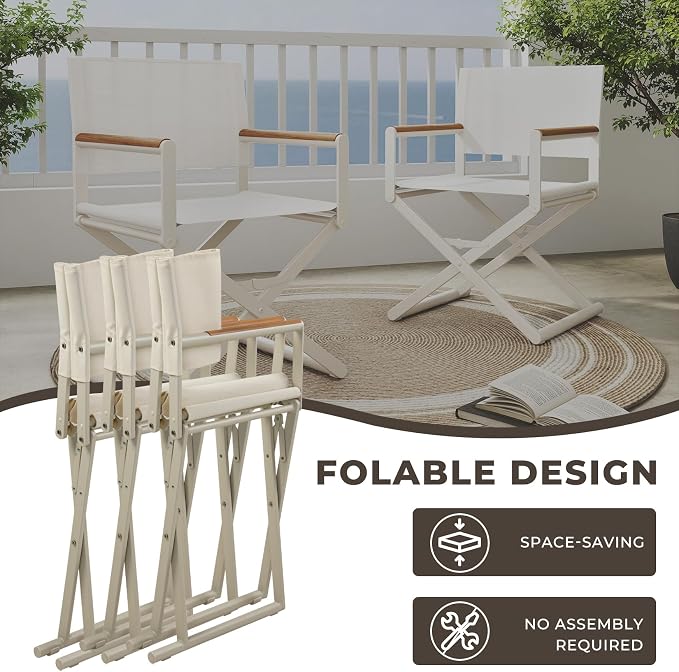 Grand patio 11-Piece Outdoor Dining Set, 10 Extra-Wide Folding Chairs & 1 Rectangle Expandable Table for 6-8 Person, Sling Mesh Patio Chairs with Wood Grain Table for Yard, Poolside, Deck, Apricot