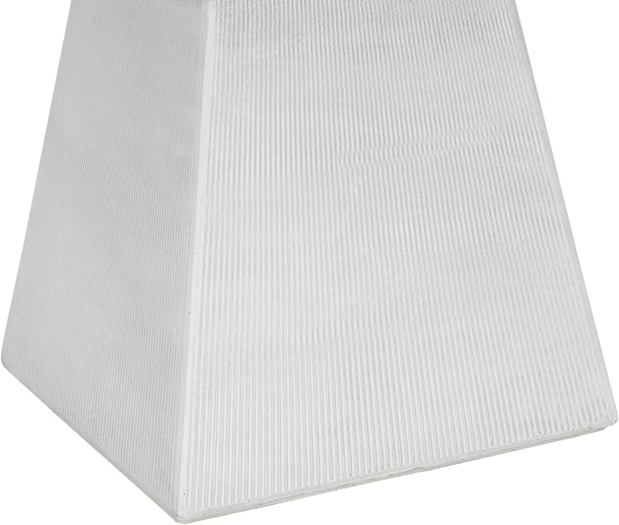 Christopher Knight Home Rell MGO Outdoor Side Table, Square Patio Decorative Small End Table with Pedestal Base, Lightweight Concrete Garden Accent Table for Patio Balcony, No Assembly, White