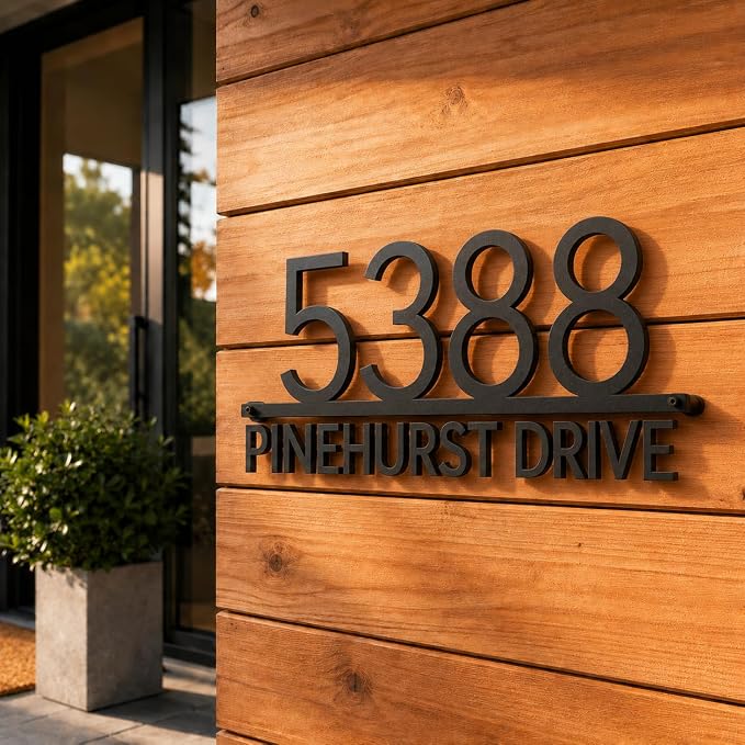 Custom House Numbers for Outside,Personalized Metal House Numbers | Address Number Signs for Houses,Handmade Street Name Wall Art Decor, Unique Housewarming New Home Gift (Style1)