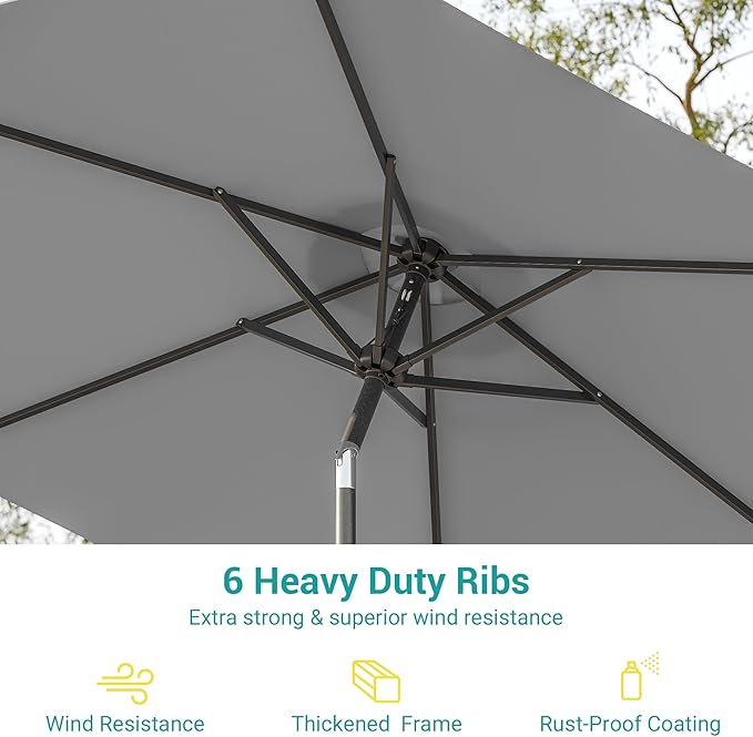 7.5ft Outdoor Umbrella Patio Umbrella,2-Year-Non-Fading,Table Market Patio Umbrella with Push Button Tilt and Crank,for Pool, Deck, Garden,Backyard