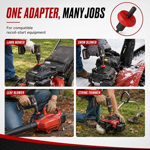 Electric Engine Drill Bit Adapter, Jump Starter Tool Replacement for Craftsman Speed Start Bit, Fits for Troy Bilt B&S Lawn Mower, Snow Blowers, No Manual Pull to Start