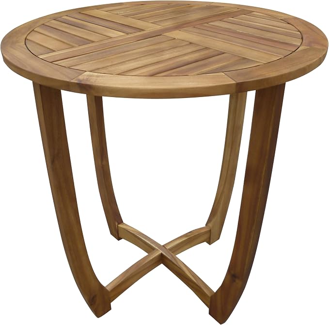 Christopher Knight Home Badaz Acacia Wood Patio Dining Set for 2, Solid Wood Outdoor Dining Table Set for 2, 3 Piece Outdoor Dining Set with Round Table and Armchair with Seat Cushion, Teak+Cream