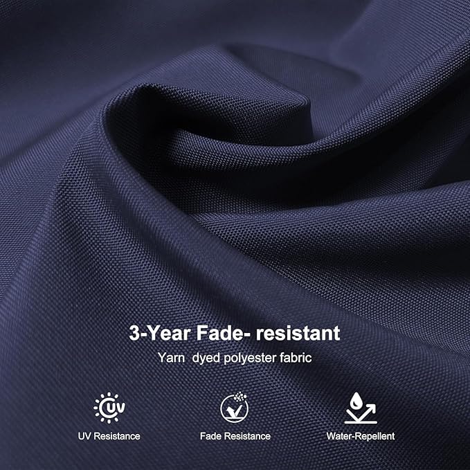 PURPLE LEAF 8 FT White Patio Umbrella With Base Outdoor Cantilever Umbrellas Square Offset Umbrella Windproof with 360° Rotation for Garden Deck Pool, Navy Blue
