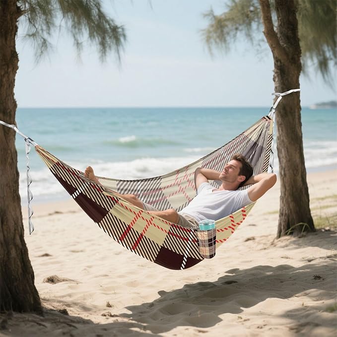 Orange Brown Square 330lb Capacity Hammocks Rope Hammock for Outside Patio Backyard Poolside amacas para patios con Base de adultos