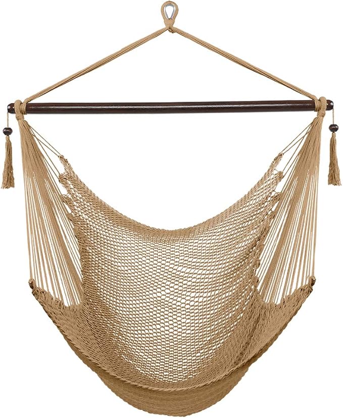Large Hammock Swing Seat with Tassels(Coffee)