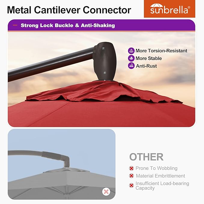 PURPLE LEAF 10' X 10' Cantilever Patio Umbrella with 360-degree Rotation Aluminum Round Outdoor Offset Hanging Umbrella for Patio Pool, Red