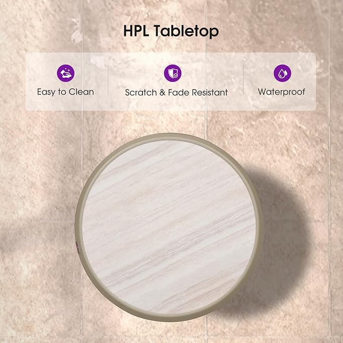 PURPLE LEAF Counter Height Table Patio Round Table Dining Coffee Kitchen Breakfast Bistro Outdoor Pub Bar Table for Garden Balcony, Champagne