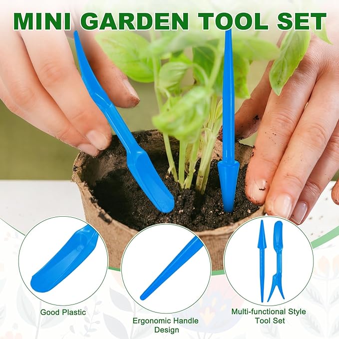 M METERXITY 6-Pack Mini Garden Hand Succulent Transplanting Tools, Plastic Seedlings Dibber Sowing Digging for Repotting/Plant Care/Lawn Maintenance, Small Gardening Tools [Dark Blue]