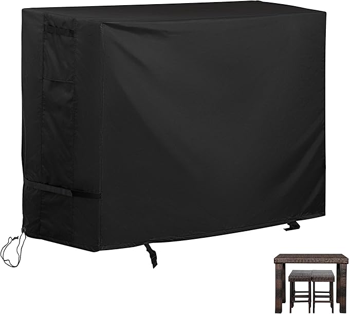 Patio High Top Dining Set Cover, Outdoor Table and Chairs Cover for 5-Piece Bar Height Rattan Set/Patio Bar Height Wicker Furniture for 4