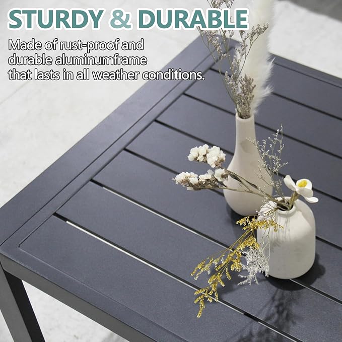 4 Piece Modern Aluminum Patio Furniture Set, Outdoor Metal Seating Sets, Patio Sectional Conversation Set with Soft Cushion and Coffee Table (4 Piece Set)