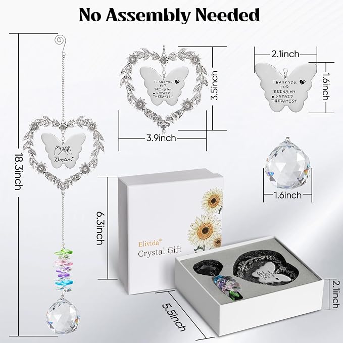 Best Friend Friendship Suncatcher Gifts for Women, Bestie Crystal Ornament | Indoor Window Hanging Decor Gift for Best Friend, Unique Heart Shaped Sun Catcher for BFF Birthday, Graduation, Farewell