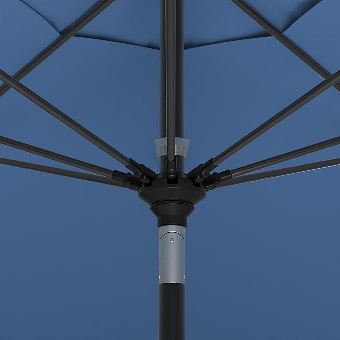 California Umbrella 11Ft Sunbrella Patio Umbrella, Fiberglass Ribs, Hand-Crank, Tilt-Collar, Black Frame, Regatta Fabric