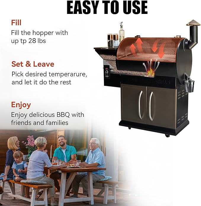 Z GRILLS 2026 Upgrade Wood Pellet Grill Smoker with PID Control, Built-in Storage Cabinet, Rain Cover, 700 sq. in Cooking Area for Outdoor BBQ, Smoke, Bake and Roast
