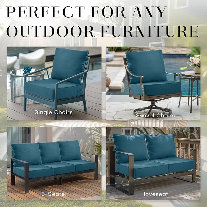Luxury 24*24*6in Outdoor Patio Cushions, 6 Pieces Malachite Outdoor Cushion | 6in Outdoor Patio Cushions, Water-Resistant, Reversible, Removable Cover, for Patio Chairs Sofa Couch Loveseat