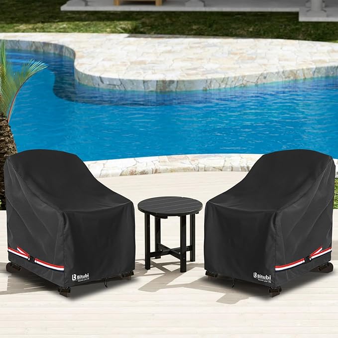 Bitubi Waterproof 2 Pack Patio Adirondack Chair Cover for Outdoor Chair Size Up to 30W x 34D x 36H inch,Outdoor Lawn Patio Furniture Covers (Black)