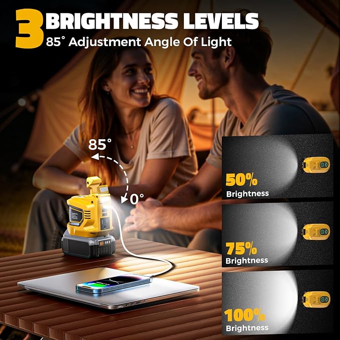 Real 220W Portable Power Inverter Compatible with DeWALT 20V, LIVOWALNY Outdoor Generato Battery Converter 2 USB & AC Battery Powered Outlet, DC 20V to AC 110V-120V Power Station (Tool Only)