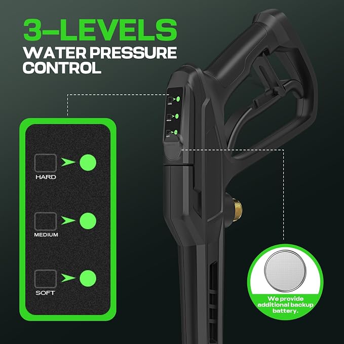Electric Pressure Washer 5000 PSI Adjustable Pressure, Power Washer Electric Powered with 33ft Pressure Hose, 4 Nozzles and 500ml Foam Cannon, Powerwashers for Home, Green