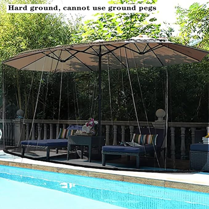 Mosquito Neting for 15FT Double-Sided Patio Umbrella Sunbrella Neting Double Zipper Water Pipe Bottom Used and for Patio Gazebo pop up canopy10x10 Interchangeable (Black 15ft)
