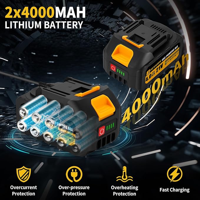 JEXUGK Brushless Mini Chainsaw, 8" & 6" Hand Held Cordless Chain Saw with 2 x 4.0Ah Battery, Portable Small Electric saw Cordless with 4 Chain Guide, Mini Motosierra for Tree Pruning Wood Cutting