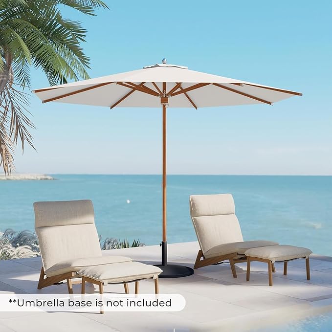 Grand patio 11 FT 10-Year-Non-Fading Patio Umbrella, Outdoor Umbrella with 8 Faux-Wood Grain Aluminum Ribs, Market Umbrella with Pulley Lift, Ventilation, Waterproof for Poolside, Deck, Backyard, Gray Fabric