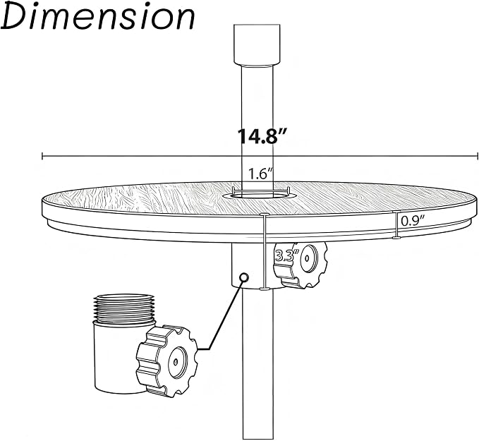 2PCS Umbrella Table Tray, Small Outdoor Sand Table with 1.6 Inch Umbrella Hole, 14.8 Inch Umbrella Tray, Portable Tabletop for Beach, Backyard, Pool, Beige