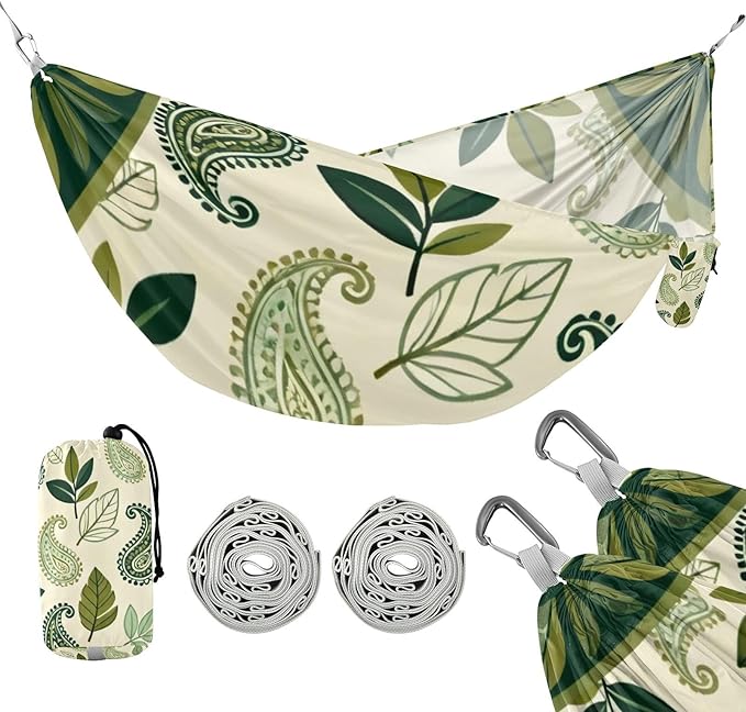 Leaf and Paisley Hammocks for Camping with Portabl Carry Bag Portable Hammock Indoor Outdoor Patio