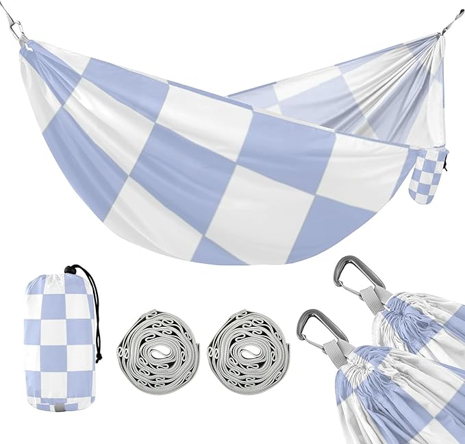 Purple and White American Plaid 330lb Capacity Outdoor Hammock Indoor Hammock for Outside Patio Garden hamacas para adultos