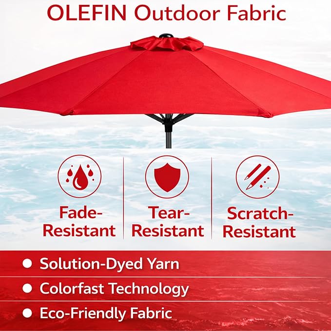 Sfmora OLEFIN 5-Year Non Fading 9ft 8Ribs Patio Umbrella Replacement Canopy, Outdoor Umbrella Canopy, Umbrella Top ONLY (Color)