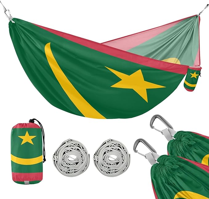 National Flag of Mauritania Hammocks with Portabl Carry Bag Backyard Hammock for Indoor Outdoor Patio