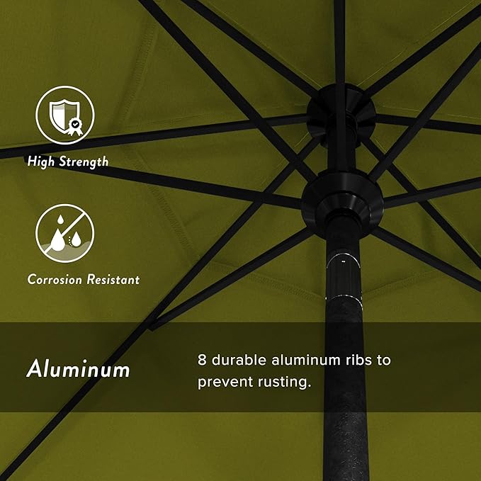 California Umbrella 7.5' Round Aluminum Market Umbrella, Crank Lift, Push Button Tilt