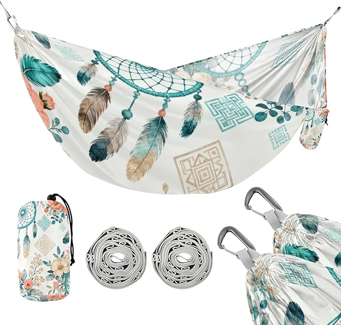 Bohemian Dreamcatcher Camping Hammocks Fabric Hammock for Outside Patio Backyard Poolside