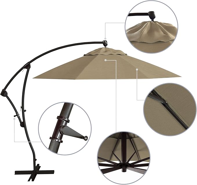 California Umbrella 9-Foot Offset Cantilever Patio Umbrella Infinite Tilt