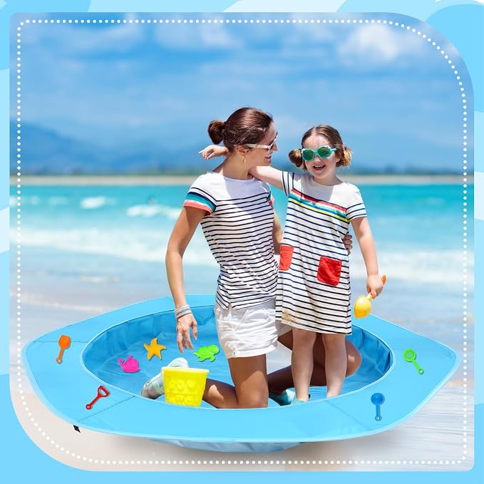 Gemscream Hexagon Beach Pool, 71 x 71 x 6 Inches Beach Puddle for Toddler, Portable Puddle Pool Easy Fold Up, for Babies,Girls,Boys,Infants and Toddlers