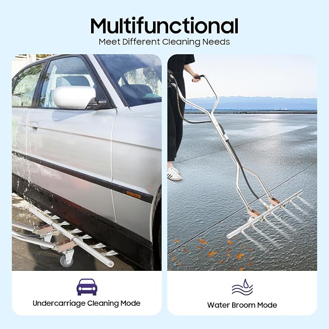 39” Professional Power Washer Broom Attachment, Stainless Steel Pressure Washer Water Broom with 7 Nozzles, 60°C/140°F Max Temperature Water Broom for Pressure Washer 5000 PSI