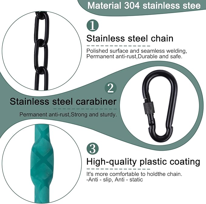 JACNITAD 64inch Hanging Swing Chair Chain (2)+ 4 Free Quick Links, 1000LB Load Bearing,Indoor and Outdoor Playground Swings, Hammocks, Sandbags Swing Chains