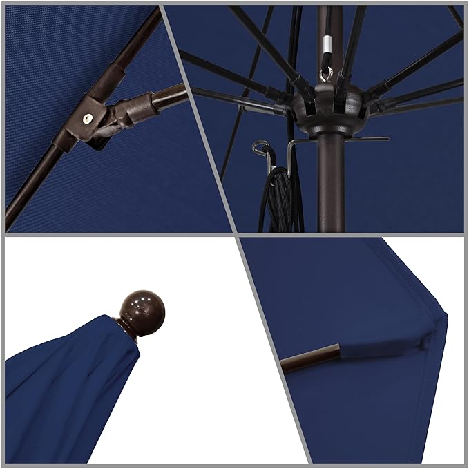 California Umbrella 11Ft Commercial Grade Sunbrella Fabric Market Umbrella, Pulley Lift, Aluminum/Fiberglass, 2mm pole wall, Bronze Frame, True Blue Fabric