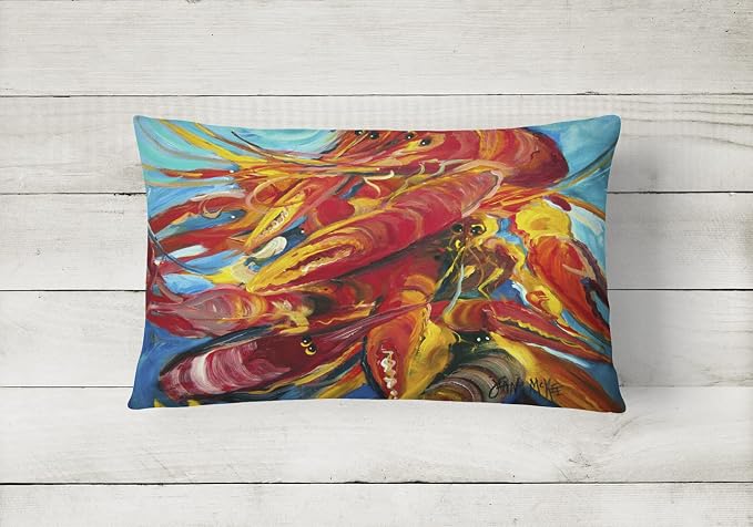 Caroline's Treasures JMK1117PW1216 Crawfish Canvas Fabric Decorative Pillow Machine Washable, Indoor Outdoor Decorative Pillow for Couch, Bed or Patio, 12HX16W