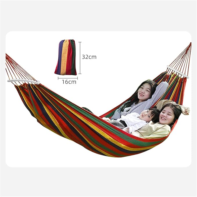 Camping Hammock, Double Hammock with Spreader Bars 190x150cm Camping Hammock Outdoor, with Thickened Durable Canvas Fabric, 480 lb Load Capacity, for Backyard, Garden(Blue)