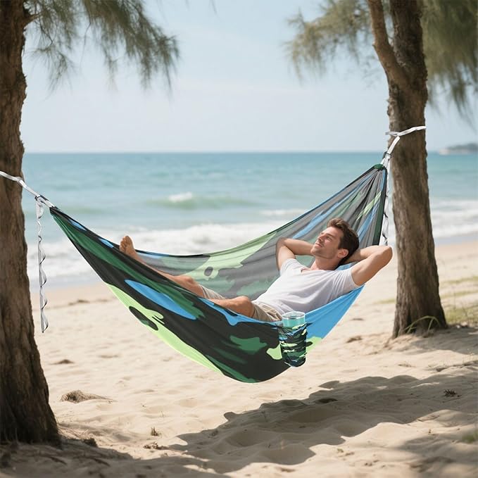 Green Camouflage Pattern 330lb Capacity Hammocks Backyard Hammock for Outside Patio Garden amacas para patios con Base de adultos
