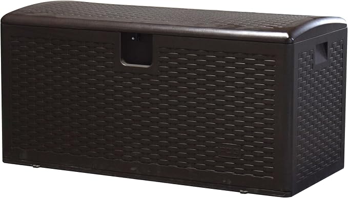 BTEXPERT 99 Gallon Resin Deck Box, Outdoor Storage Container for Patio Furniture Garden Tools Cushions Waterproof Lockable Metal Support Rods UV Resistant