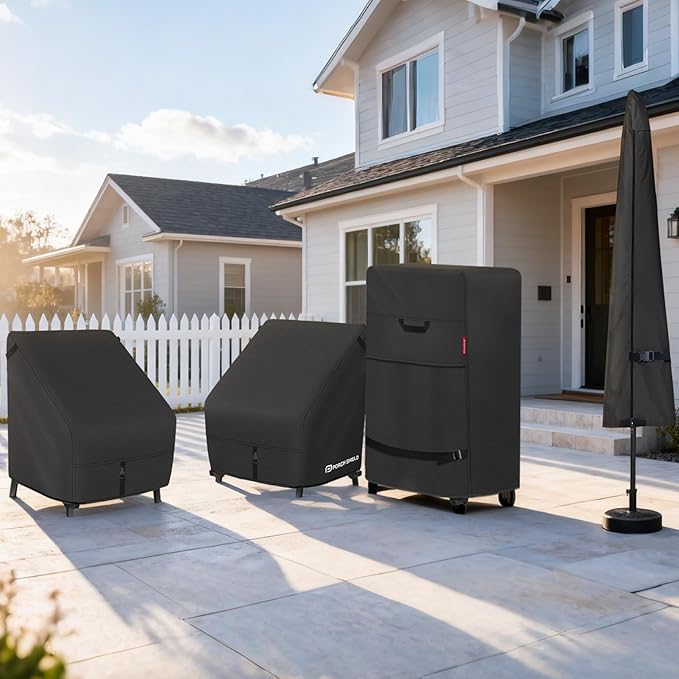 Porch Shield Patio Chair Covers - Waterproof Outdoor Lounge Deep Seat Adirondack Chair Cover 2 Pack - 34W x 37D x 36H inch, Black