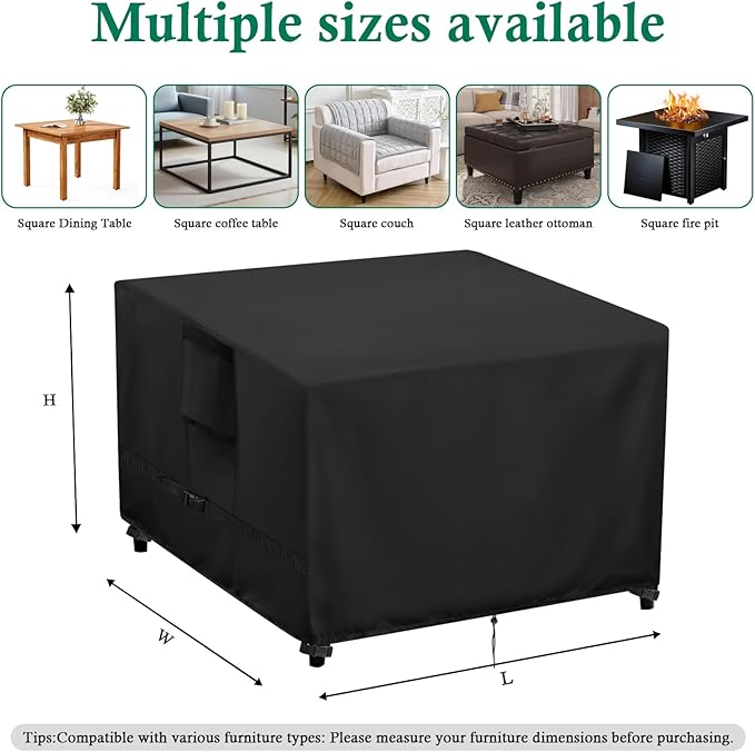 Outdoor Table Cover Square 42 inch Patio Table Cover Waterproof Patio Furniture Covers Rectangular for Outside Small Table and Chair Sets, Fire Pit, Coffee Table, Ottoman -42"L x 42"W' x 28"H