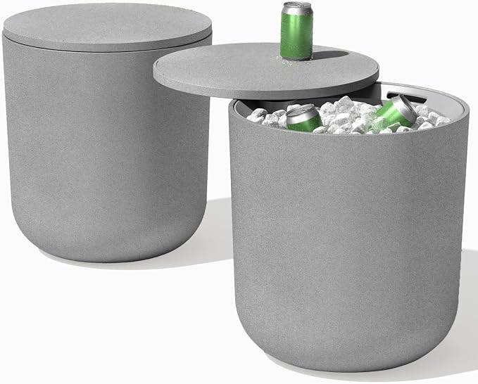 Veradek Kona Cooler Side Table – 2-in-1 Outdoor Patio Side Table w/Cooler | Insulated 40L Capacity | Modern Accent Décor for Hosting, BBQ, Poolside