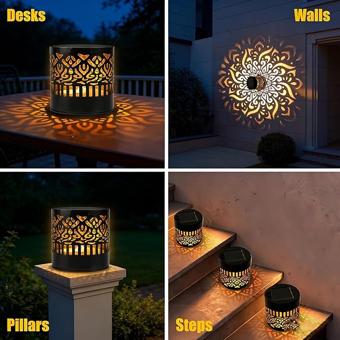 Decorative Solar Mandala Lights, 2026 New Mandala Solar Lights Outdoor, Mandala Theme Waterproof Fence Light, Shadow Projection Landscape Lighting for Backyard,Patio,Walkway,Lawn,Porch Decor (#D,2)