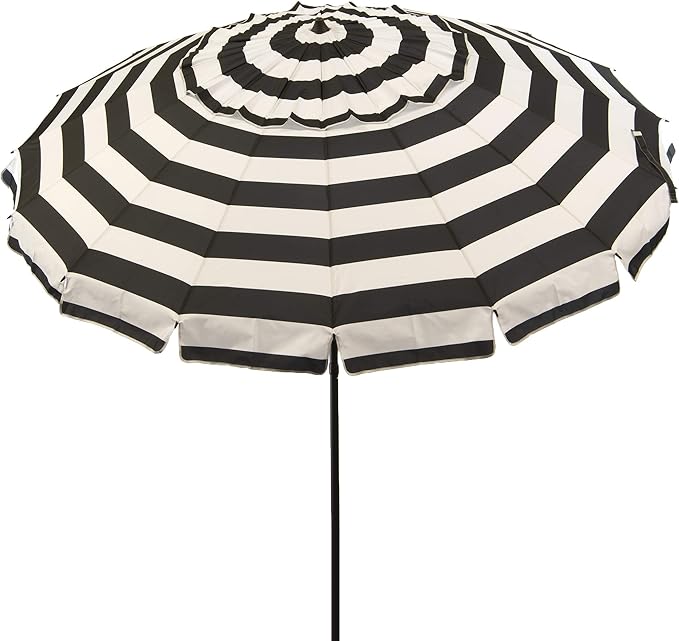 Heininger DestinationGear Deluxe 8 ft Black and White Stripe Patio and Beach Umbrella