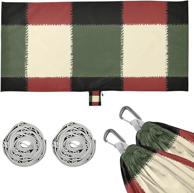 Green Red Buffalo Plaid 330lb Capacity Hammocks with Portabl Carry Bag Swing Hammock for Outside Patio Backyard Poolside amacas para patios con Base de adultos