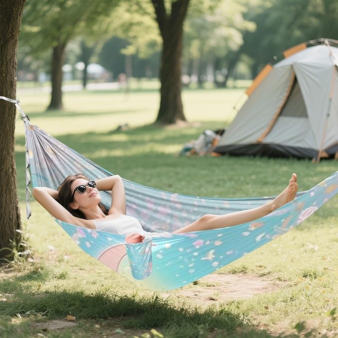 Blue-Pink Tarot Astrology 330lb Capacity Camping Hammocks with Tree Straps Hanging Hammock for Indoor Outdoor Patio Base para hamacas