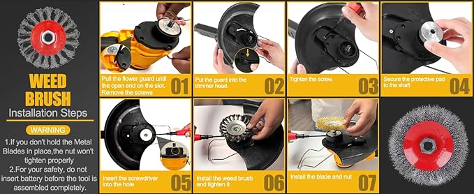 2 x 8 Inch 8" Round Saw Blade, 9" Metal Blades, 9" 3 Tooth Blade, 4" Weed Brush for MILBIS 8 Inch Weed Wacker